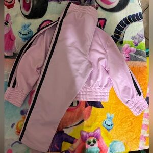 Adidas-Toddler Pink Tracksuit with Black Stripes